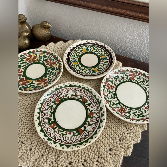 Other - Vintage Handpainted Dish Set Made in Turkey Trinket Dish Sauce Dish Pottery